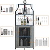 Garvee Corner Wine Rack Cabinet for Liquor Cabinet with Adjustable Shelves, 61 in Industrial Tall Bar Cabinet Freestanding with Mesh Door and Glass Holder for Kitchen, Rustic Brown(Grey)