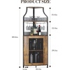 Garvee Corner Wine Rack Cabinet for Liquor Cabinet with Adjustable Shelves, 61 in Industrial Tall Bar Cabinet Freestanding with Mesh Door and Glass Holder for Kitchen, Rustic Brown(Retro)