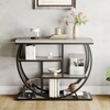 Garvee Entryway Table with Storage, Industrial 4-Tier Narrow Console Table Behind Couch with Half-Circle Base & Storage Shelves for Living Room, Hallway, Foyer(Grey)