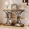 Garvee Entryway Table with Storage, Industrial 4-Tier Narrow Console Table Behind Couch with Half-Circle Base & Storage Shelves for Living Room, Hallway, Foyer(Retro Brown)