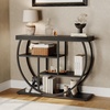 Garvee Entryway Table with Storage, Industrial 4-Tier Narrow Console Table Behind Couch with Half-Circle Base & Storage Shelves for Living Room, Hallway, Foyer(Black)