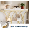 Garvee Entryway Table with Storage, Industrial 4-Tier Narrow Console Table Behind Couch with Half-Circle Base & Storage Shelves for Living Room, Hallway, Foyer(Gold and White Marble)