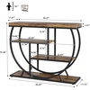 Garvee Entryway Table with Storage, Industrial 4-Tier Narrow Console Table Behind Couch with Half-Circle Base & Storage Shelves for Living Room, Hallway, Foyer(Rustic Brown)