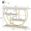 Garvee Entryway Table with Storage, Industrial 4-Tier Narrow Console Table Behind Couch with Half-Circle Base & Storage Shelves for Living Room, Hallway, Foyer(Gold & White)