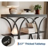 Garvee Entryway Table with Storage, Industrial 4-Tier Narrow Console Table Behind Couch with Half-Circle Base & Storage Shelves for Living Room, Hallway, Foyer(Black Wood Grain)