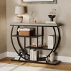 Garvee Entryway Table with Storage, Industrial 4-Tier Narrow Console Table Behind Couch with Half-Circle Base & Storage Shelves for Living Room, Hallway, Foyer(Grey)