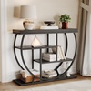 Garvee Entryway Table with Storage, Industrial 4-Tier Narrow Console Table Behind Couch with Half-Circle Base & Storage Shelves for Living Room, Hallway, Foyer(Black)