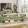 Garvee Entryway Table with Storage, Industrial 4-Tier Narrow Console Table Behind Couch with Half-Circle Base & Storage Shelves for Living Room, Hallway, Foyer(Gold & White)