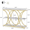 Garvee Entryway Table with Storage, Industrial 4-Tier Narrow Console Table Behind Couch with Half-Circle Base & Storage Shelves for Living Room, Hallway, Foyer(Gold and White Marble)