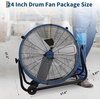 Garvee Industrial Floor Fan 24 in, Heavy Duty Drum Fan with Adjustable 3 Speed 4800-8800 CFM Cooling, Metal Blades & 360° Rotation for Industrial Commercial Space, Garage, Warehouse, Workshop(Blue)