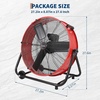 Garvee Industrial Floor Fan 24 in, Heavy Duty Drum Fan with Adjustable 3 Speed 4800-8800 CFM Cooling, Metal Blades & 360° Rotation for Industrial Commercial Space, Garage, Warehouse, Workshop(Red)