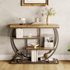 Garvee Entryway Table with Storage, Industrial 4-Tier Narrow Console Table Behind Couch with Half-Circle Base & Storage Shelves for Living Room, Hallway, Foyer(Rustic Brown)