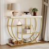 Garvee Entryway Table with Storage, Industrial 4-Tier Narrow Console Table Behind Couch with Half-Circle Base & Storage Shelves for Living Room, Hallway, Foyer(Gold & White)