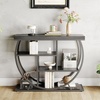 Garvee Entryway Table with Storage, Industrial 4-Tier Narrow Console Table Behind Couch with Half-Circle Base & Storage Shelves for Living Room, Hallway, Foyer(Black)