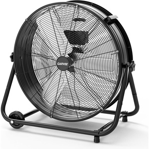 Garvee Industrial Floor Fan 24 in, Heavy Duty Drum Fan with Adjustable 3 Speed 4800-8800 CFM Cooling, Metal Blades & 360° Rotation for Industrial Commercial Space, Garage, Warehouse, Workshop(Black)