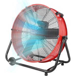 Garvee Industrial Floor Fan 24 in, Heavy Duty Drum Fan with Adjustable 3 Speed 4800-8800 CFM Cooling, Metal Blades & 360° Rotation for Industrial Commercial Space, Garage, Warehouse, Workshop(Red)